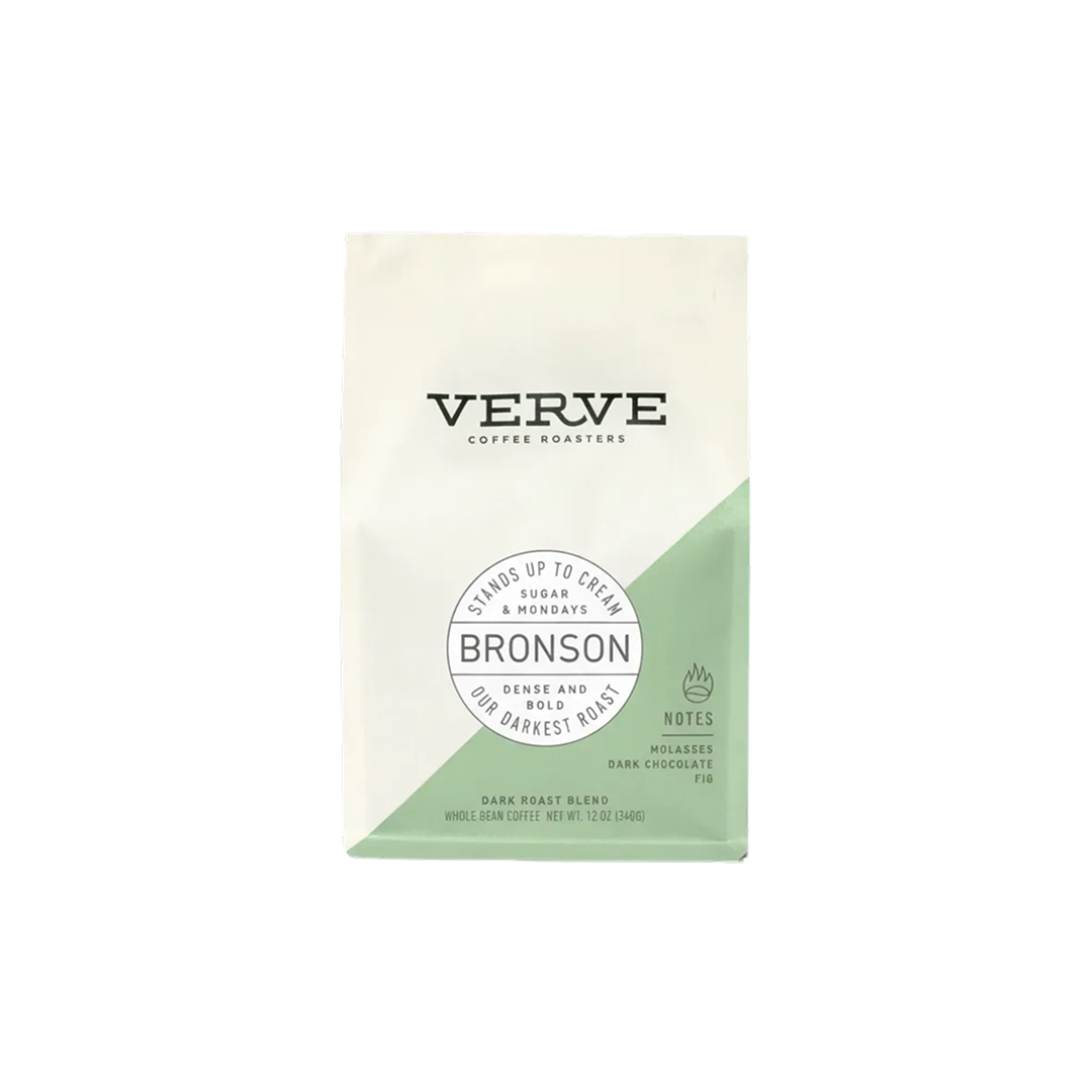 Box of Verve Coffee Roasters Bronson coffee blend on a white background