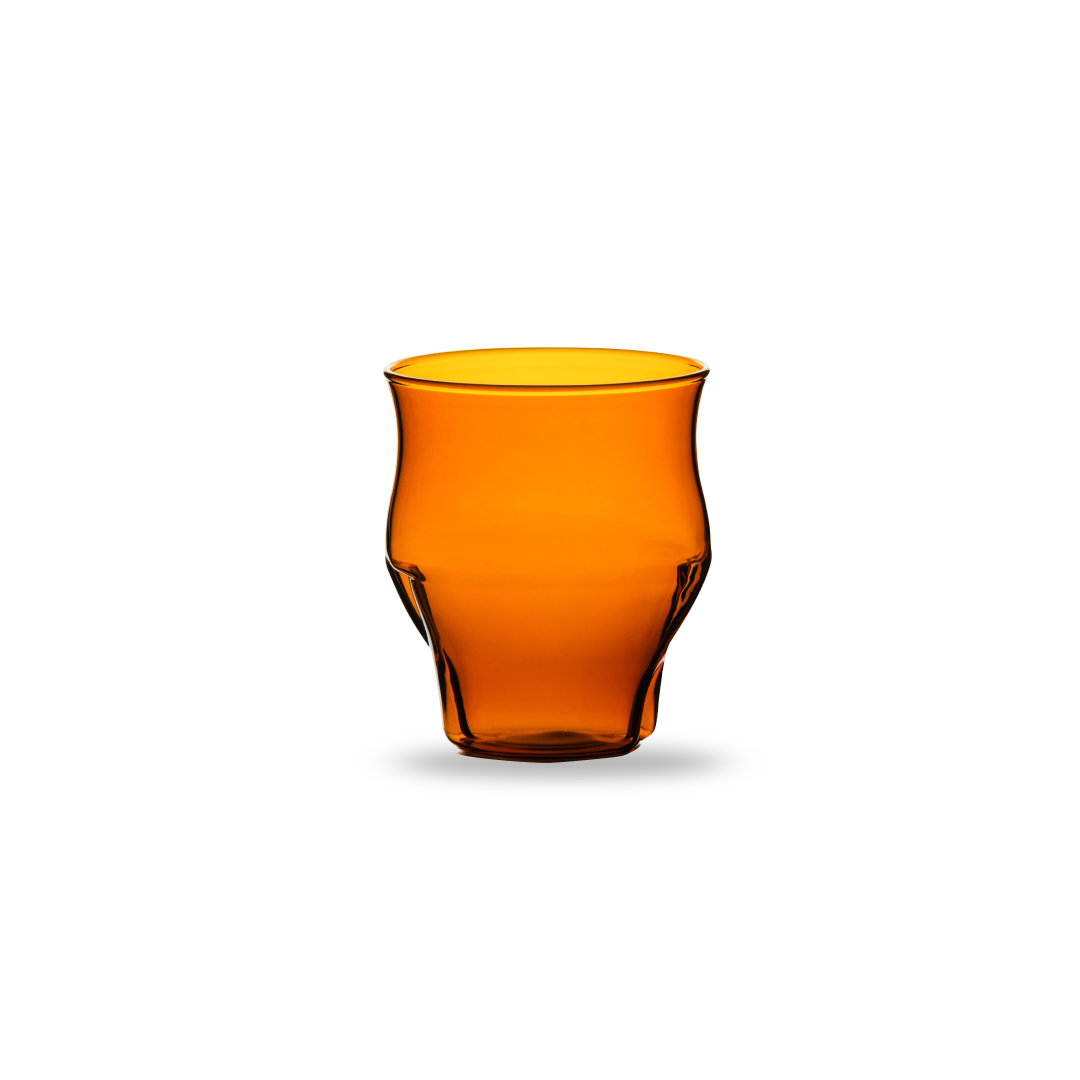 Amber glass vase on a white background