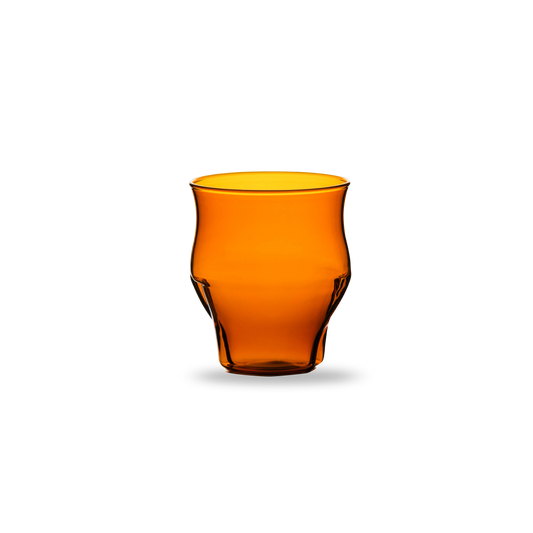 Amber glass vase on a white background