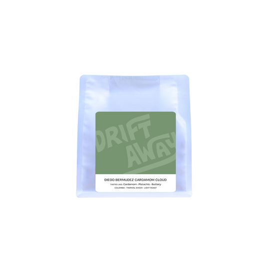 Product packaging with 'Drift Away' text on a white background