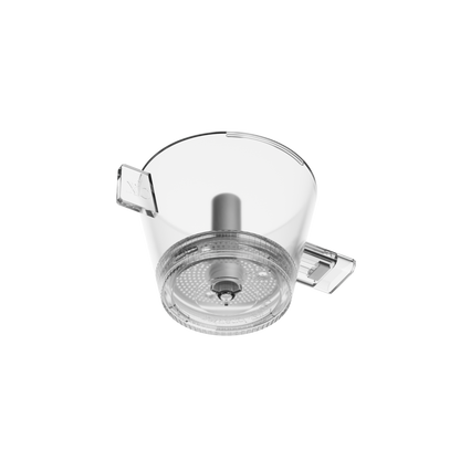 Clear tea dripper on a white background.