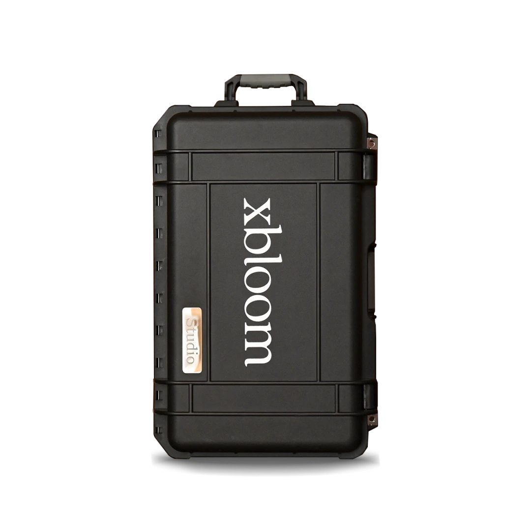 Black hard-shell case with 'xbloom' branding on a white background