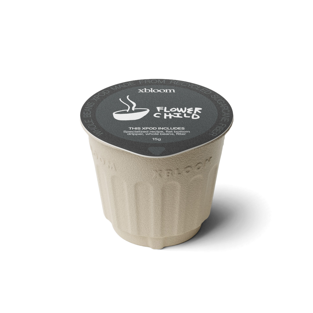 xBloom x Flower Child coffee pod on a white background