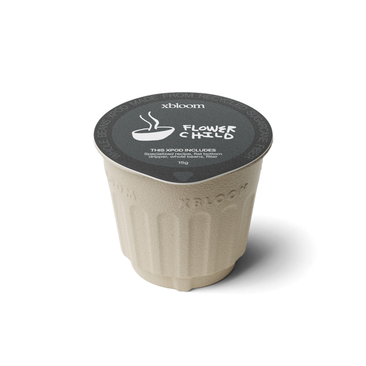 xBloom x Flower Child coffee pod on a white background